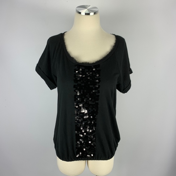LOFT Tops - Ann Taylor LOFT Medium Blouse Black Rhinestones